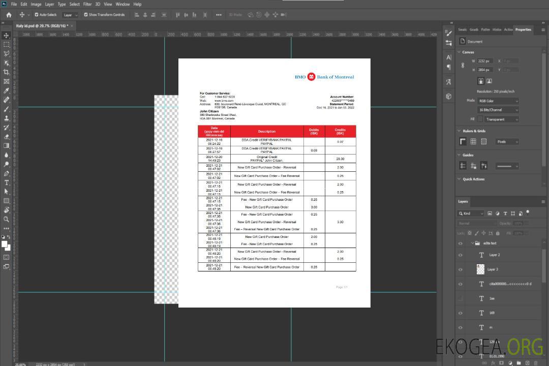 Modèle de relevé bancaire de la Banque du Canada de Montréal en format Word et PDF (.doc et .pdf) template